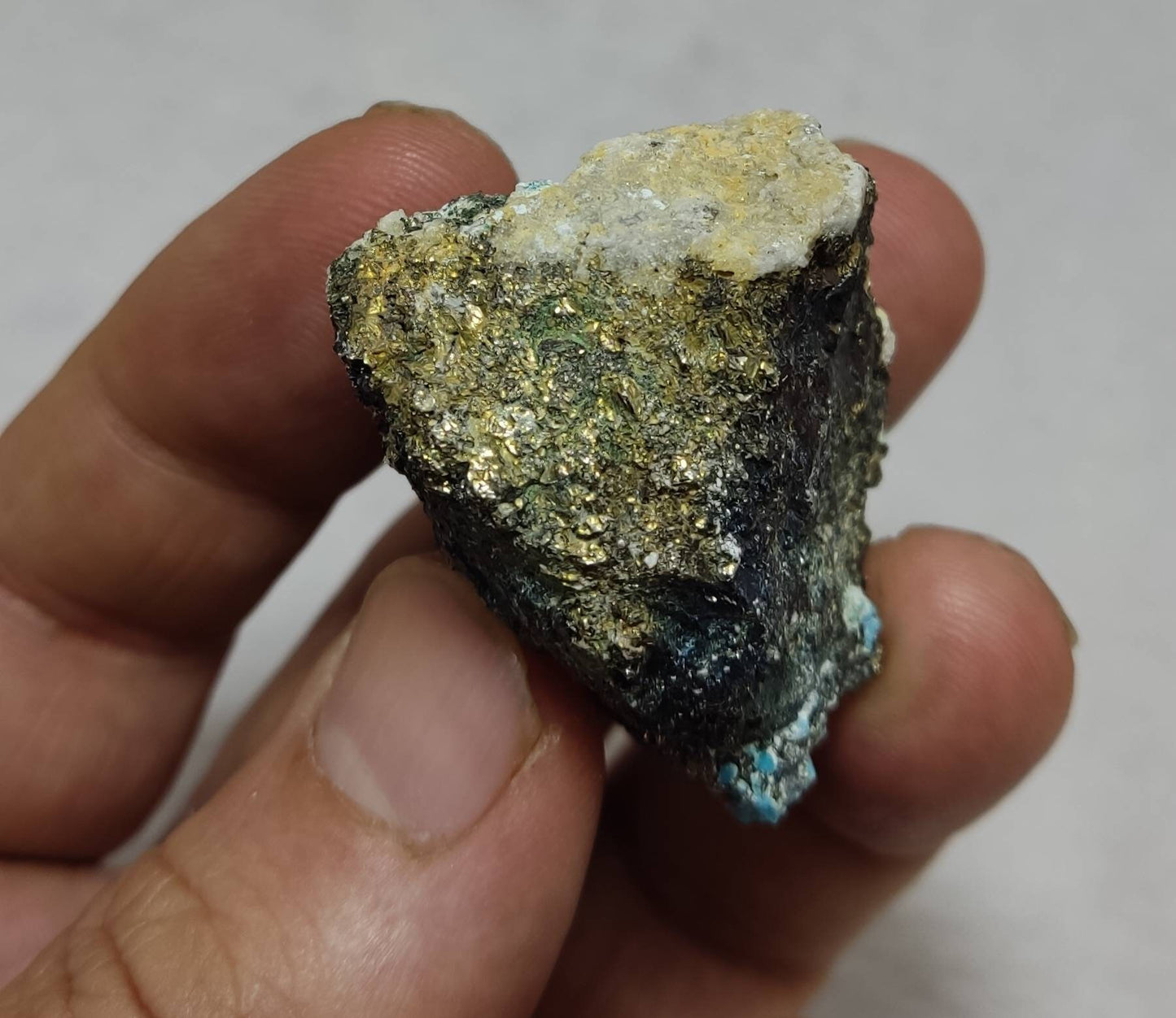 pyrite and turquoise specimen 77 grams