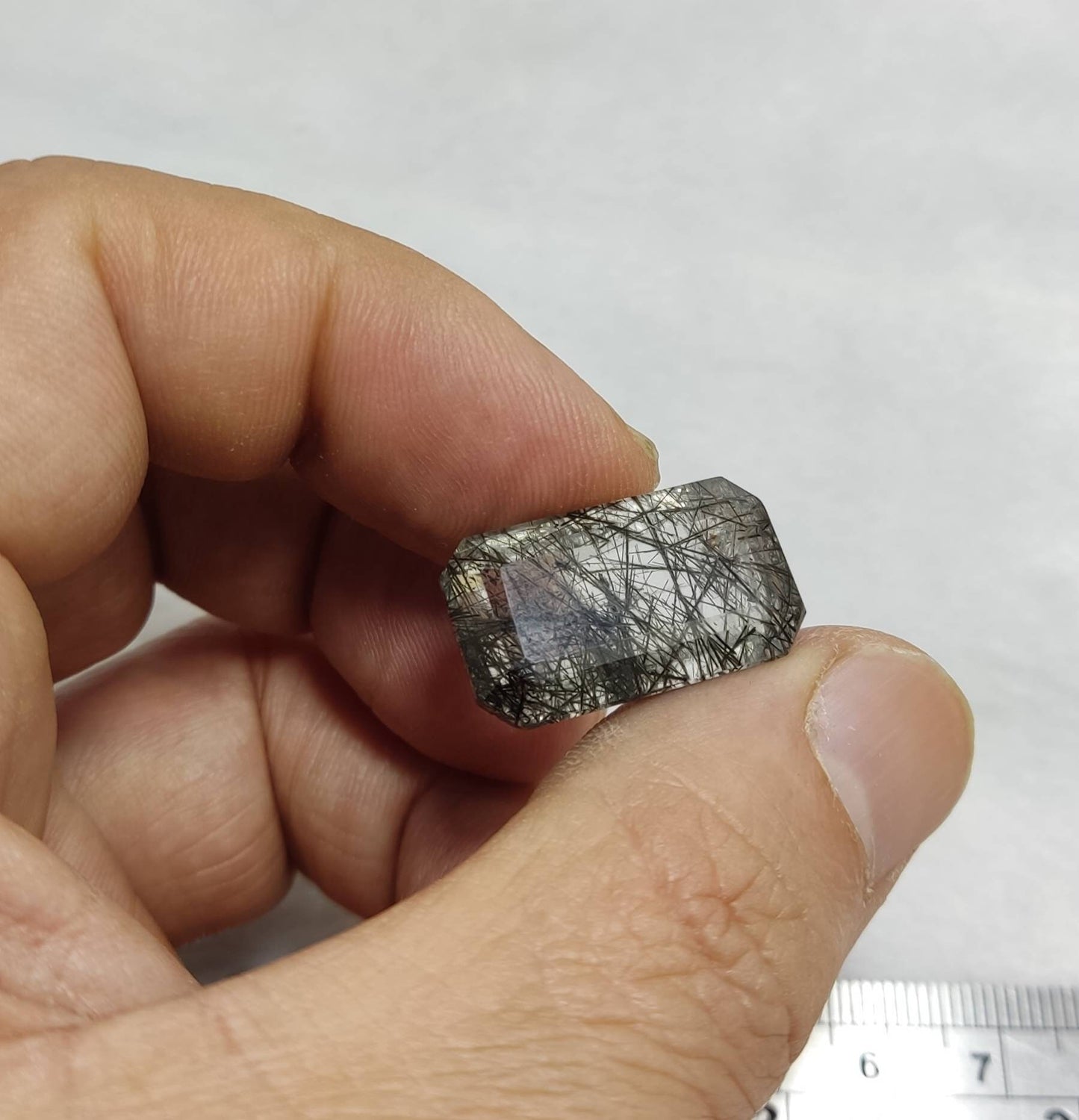 Faceted rutiles included quartz gemstone 27 carats
