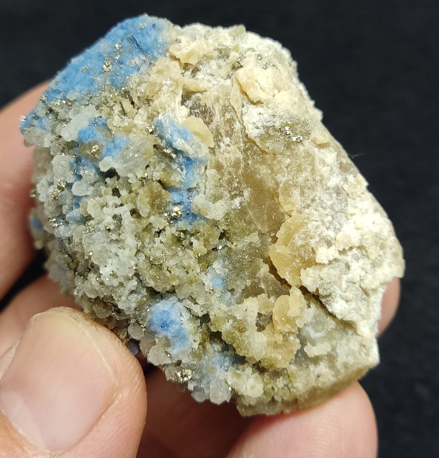 Afghanite Fluorescent in matrix with some pyrite calcite 88 grams