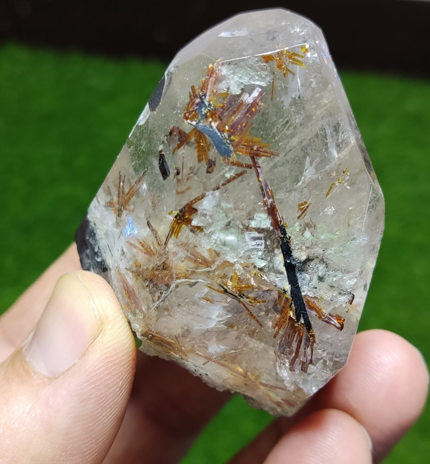 Rutiles included quartz crystal with hematite  166 grams