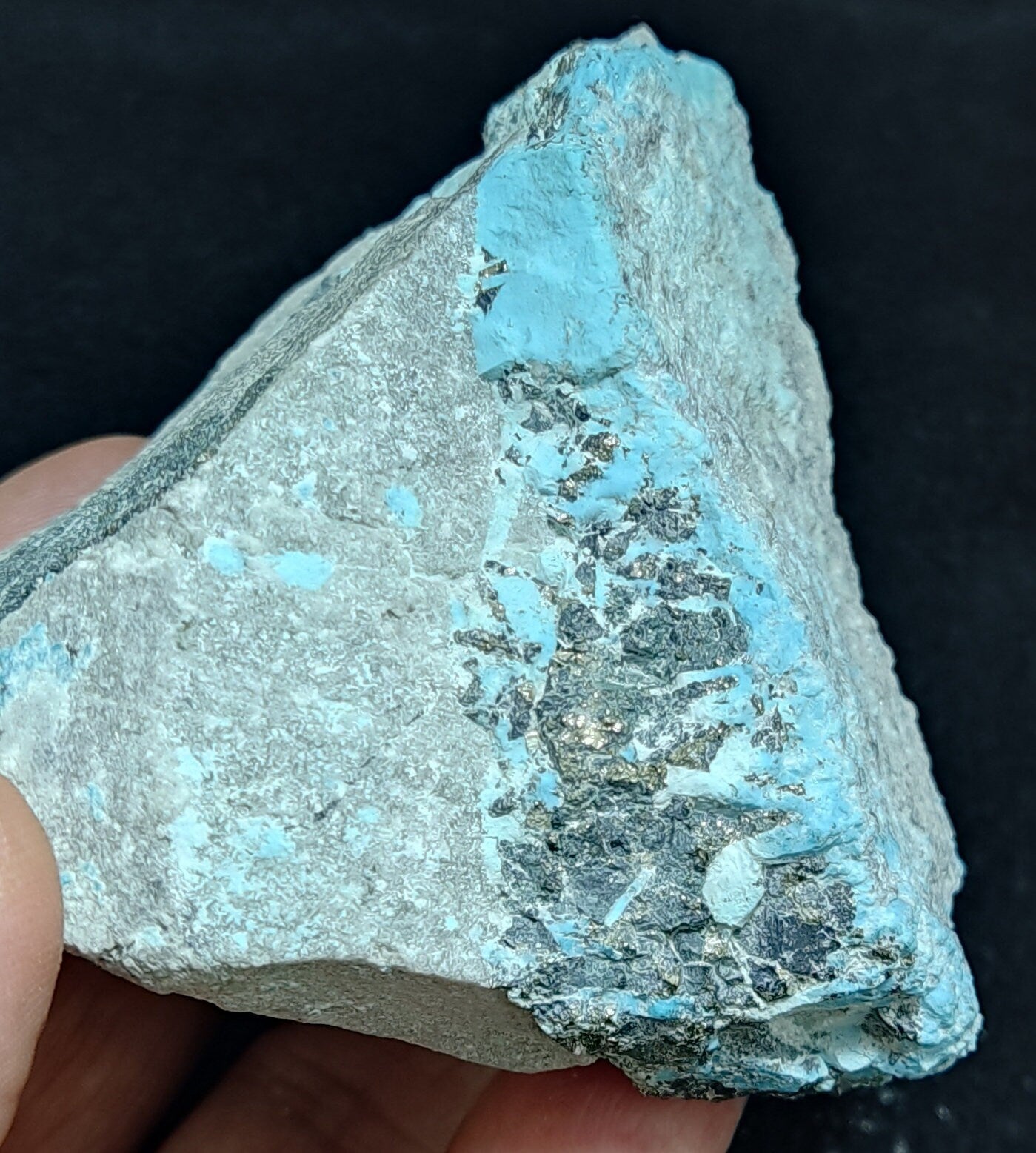 Natural rough turquoise in matrix with Pyrite 440 grams