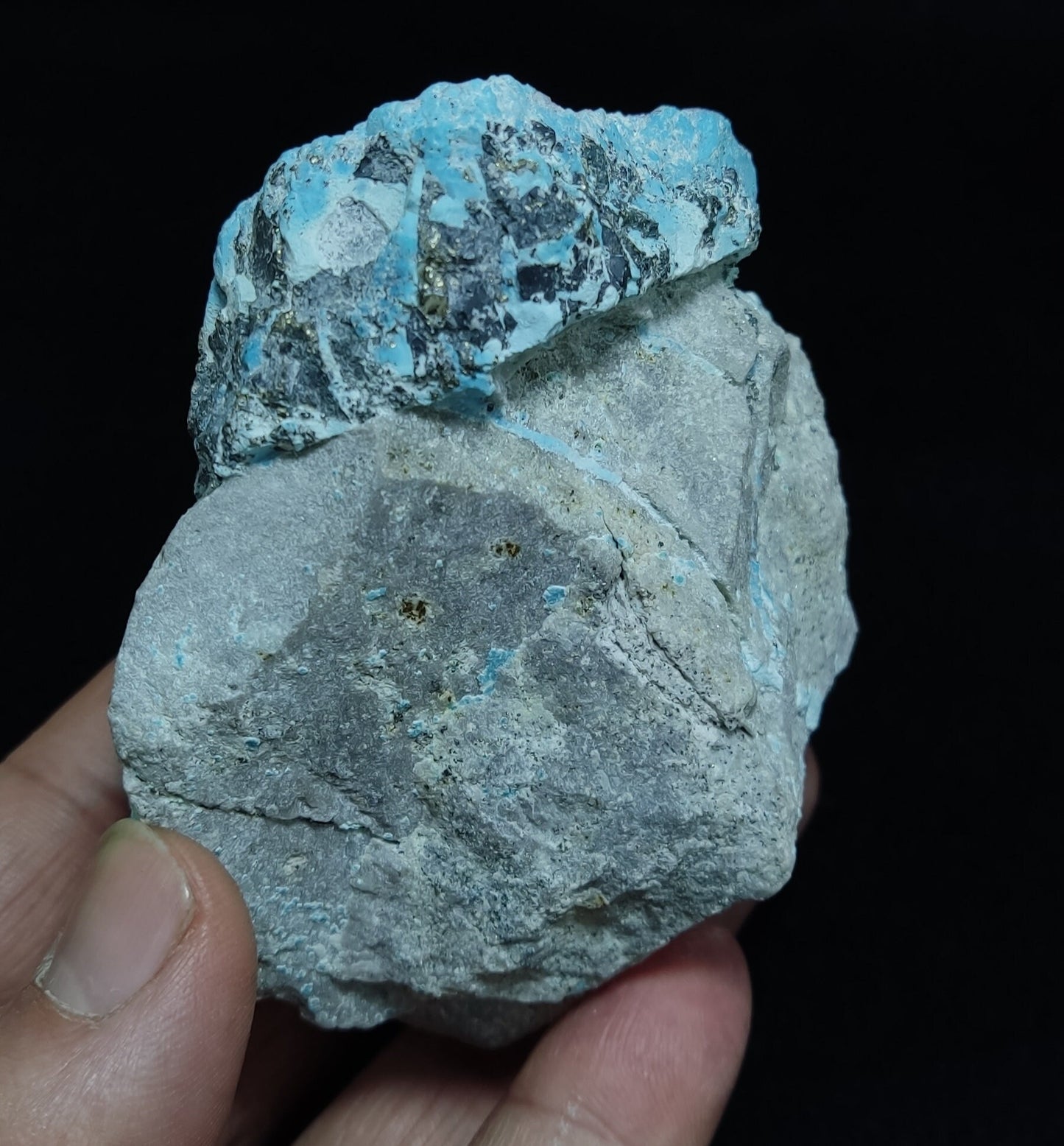Natural rough turquoise in matrix with Pyrite 440 grams