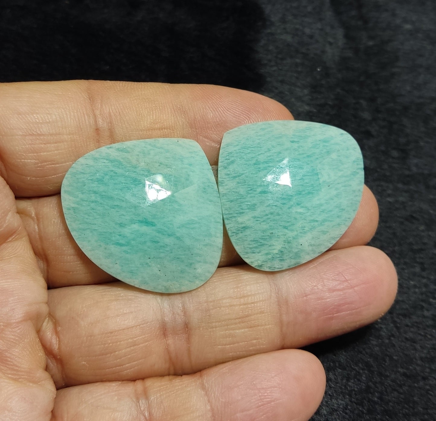 Matching pair of Amazonite rose cut pair 65 carats