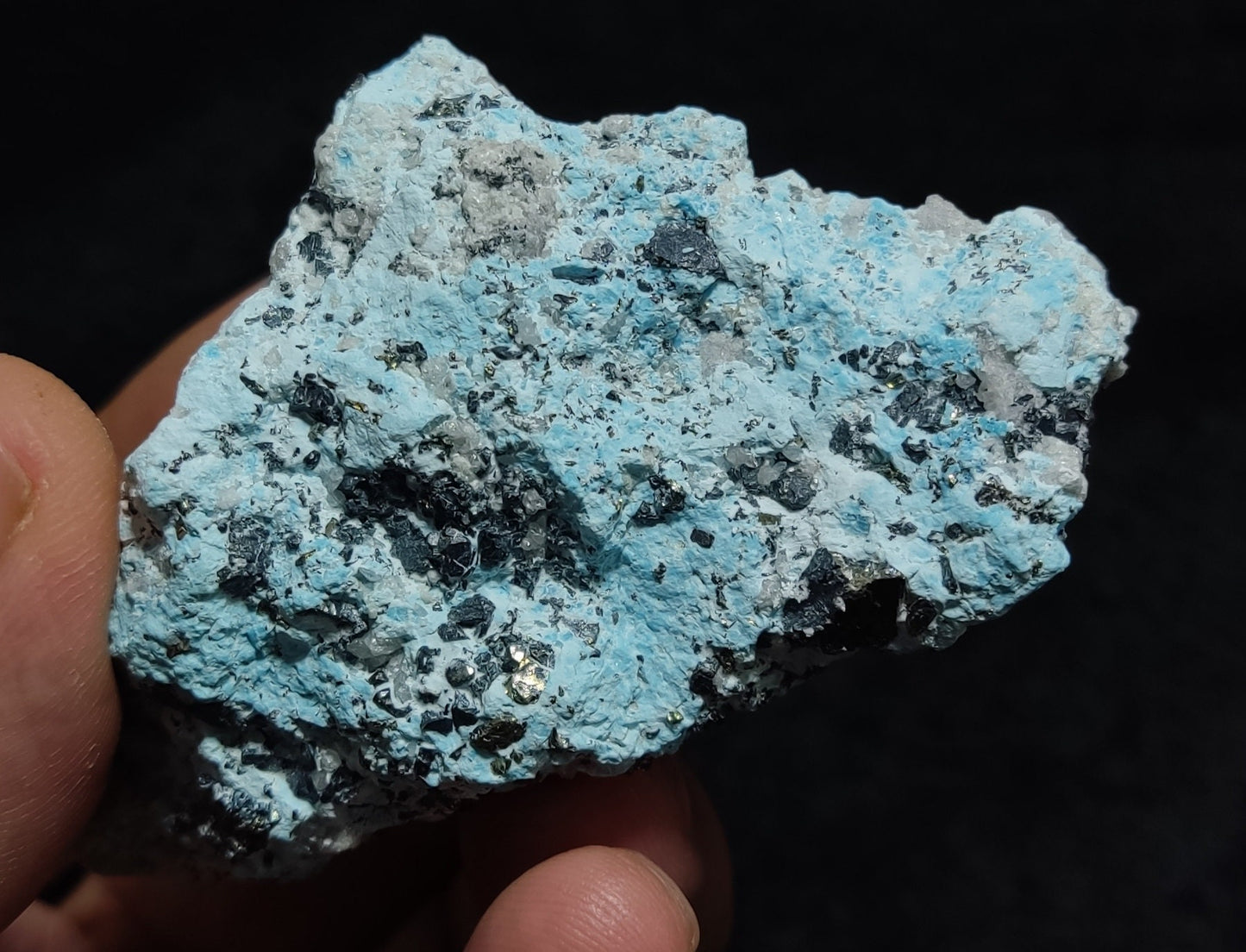 Natural rough turquoise in matrix with Pyrite 132 grams