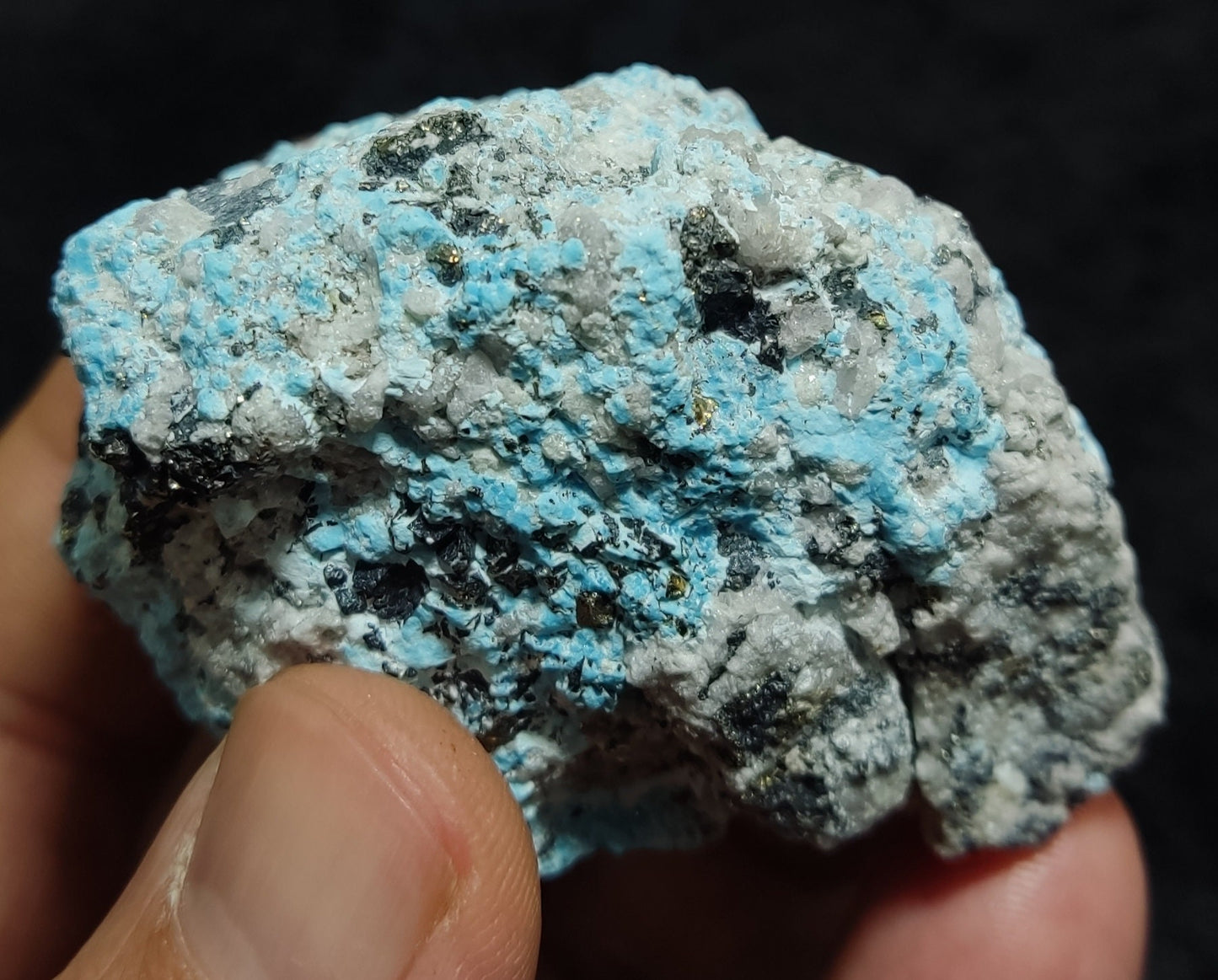 Natural rough turquoise in matrix with Pyrite 125 grams