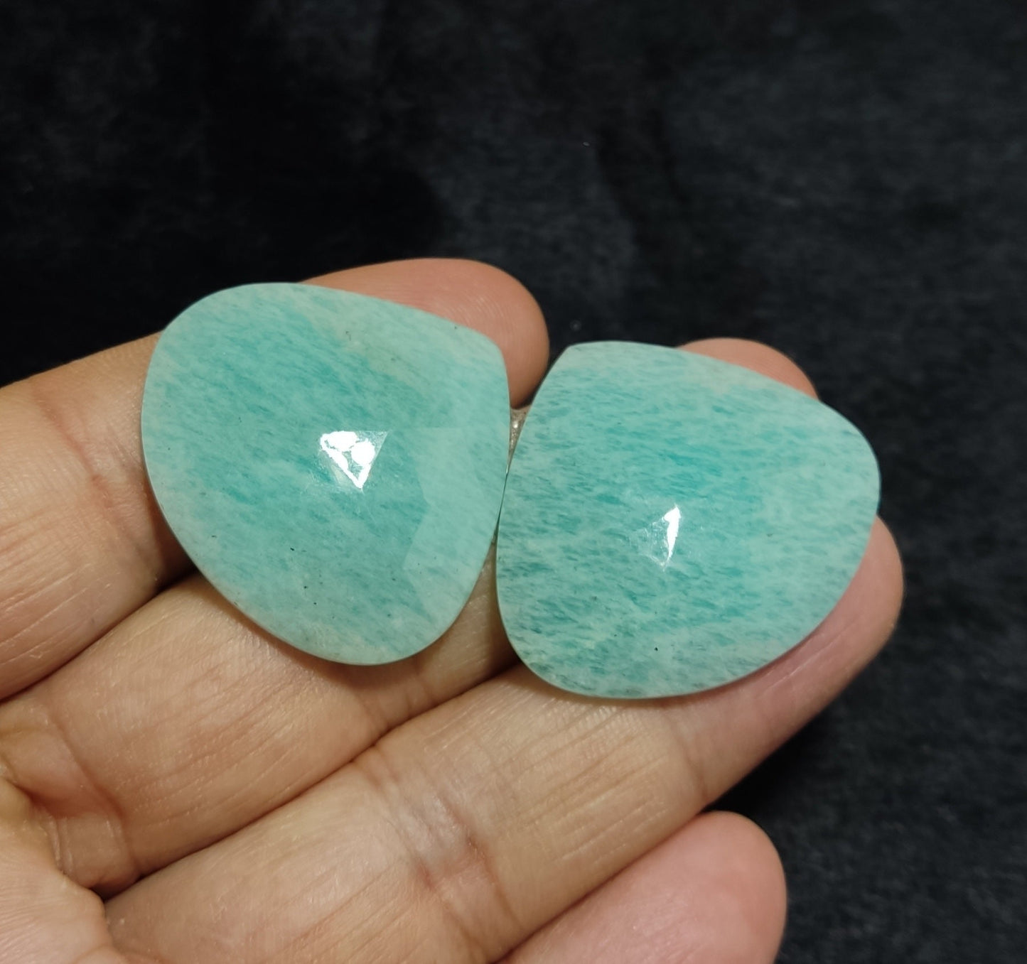 Matching pair of Amazonite rose cut pair 65 carats
