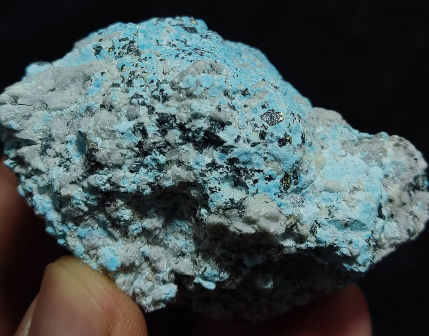 Natural rough turquoise in matrix with Pyrite 125 grams