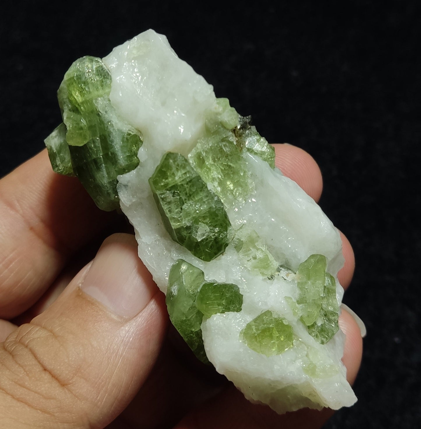 Green diopside crystals on matrix 100 grams