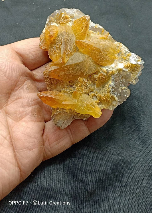Calcite Crystals Cluster Specimen with Fluorite 262 grams
