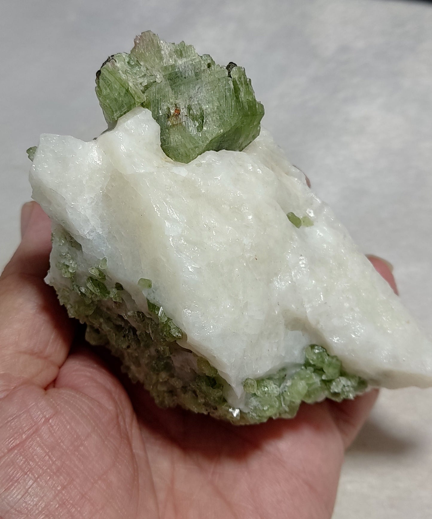 Green diopside crystals on matrix 500 grams