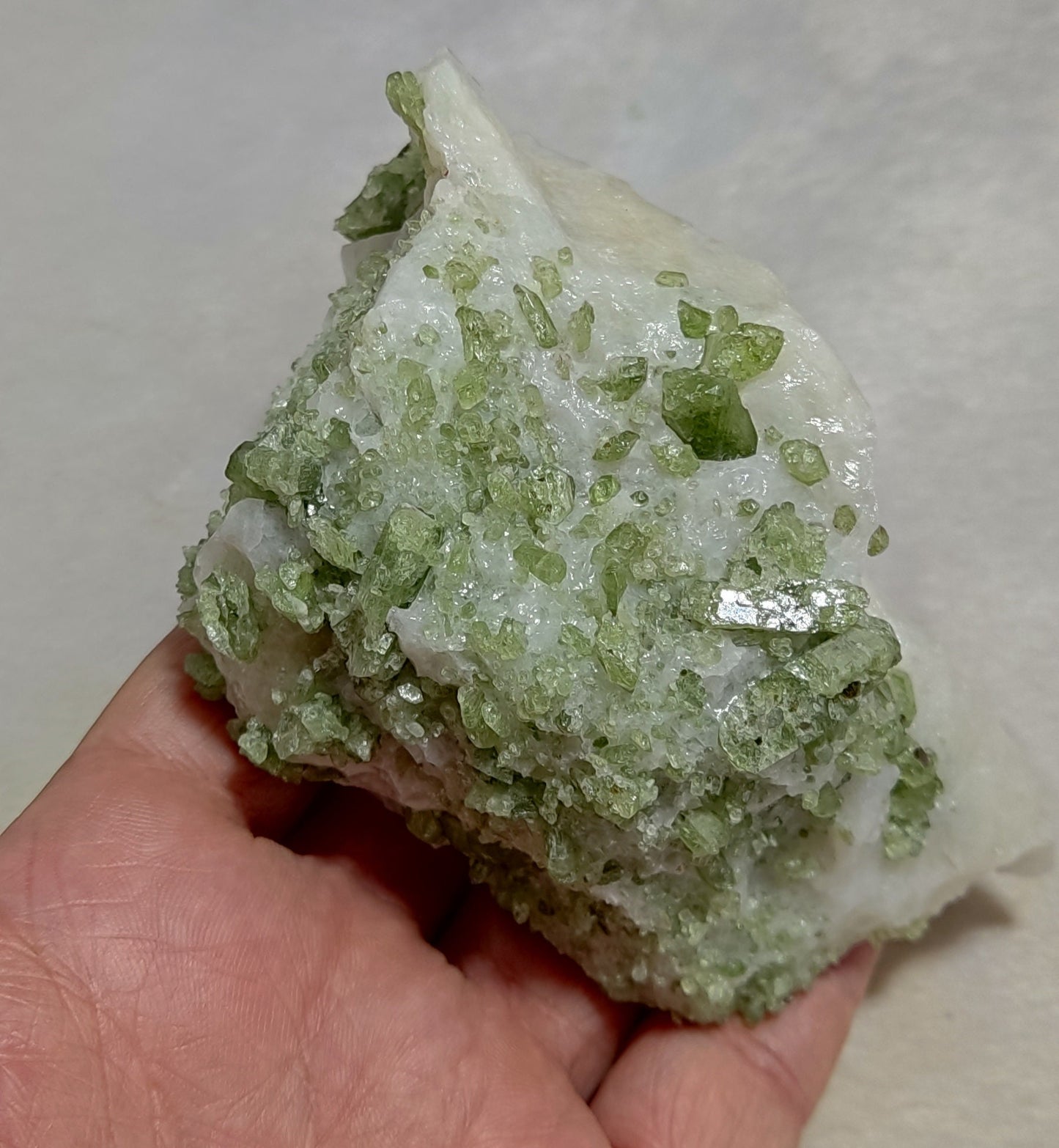 Green diopside crystals on matrix 500 grams