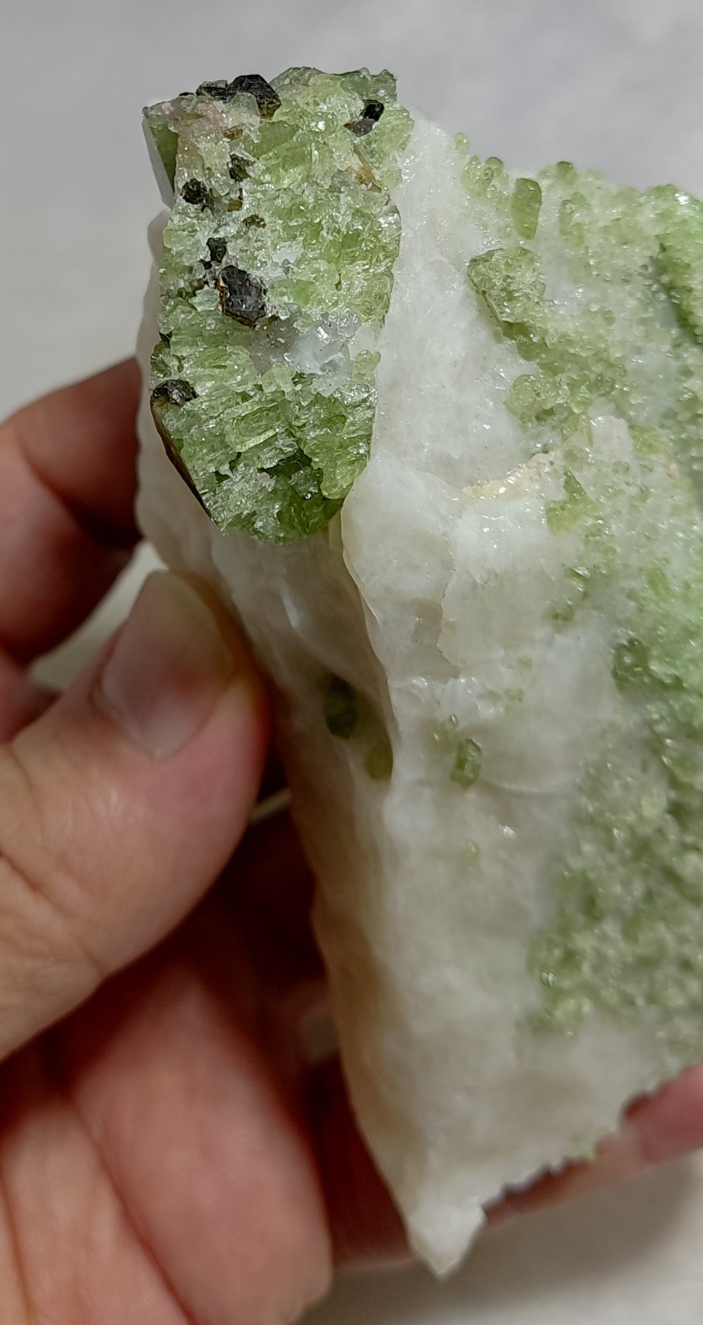 Green diopside crystals on matrix 500 grams