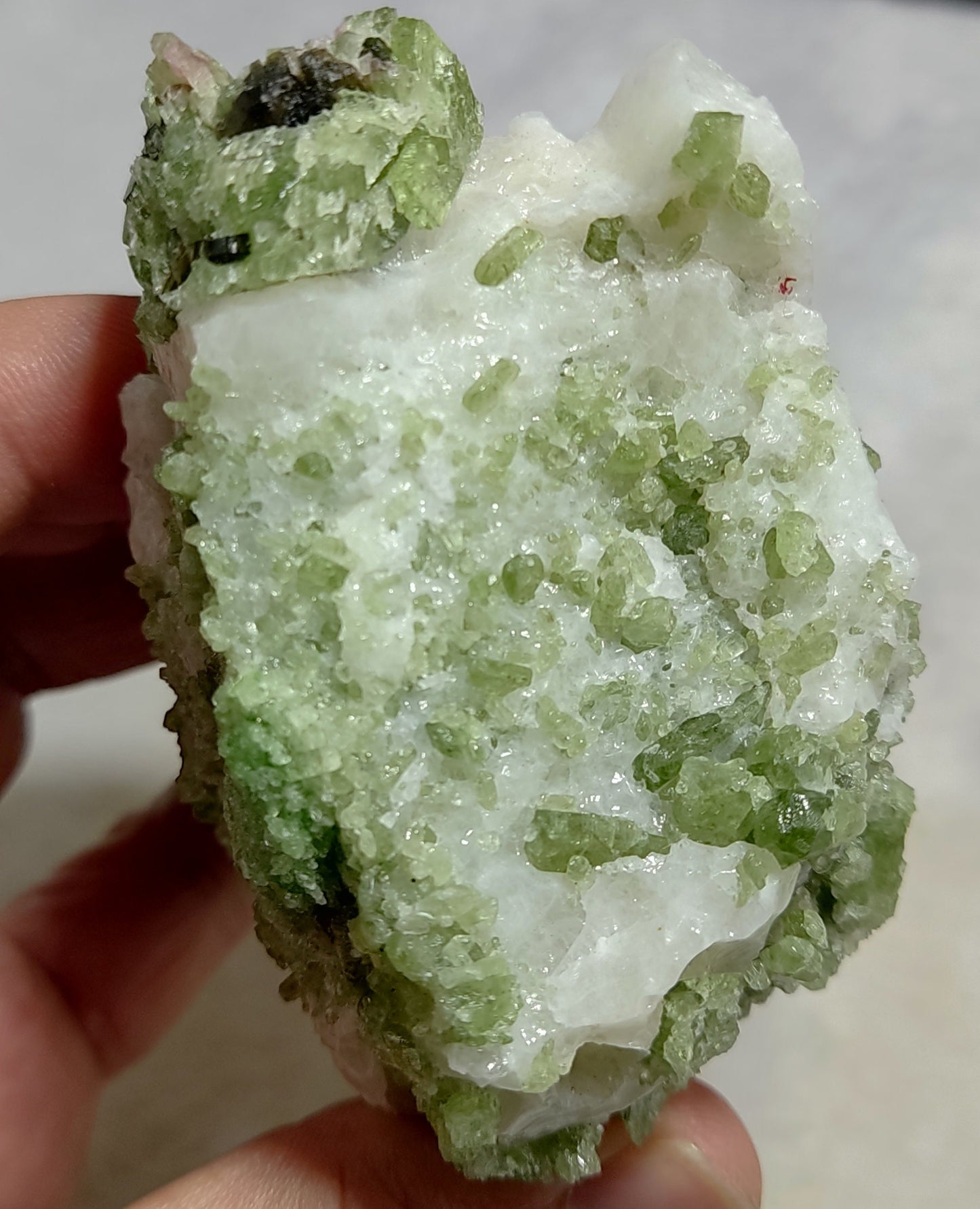 Green diopside crystals on matrix 500 grams