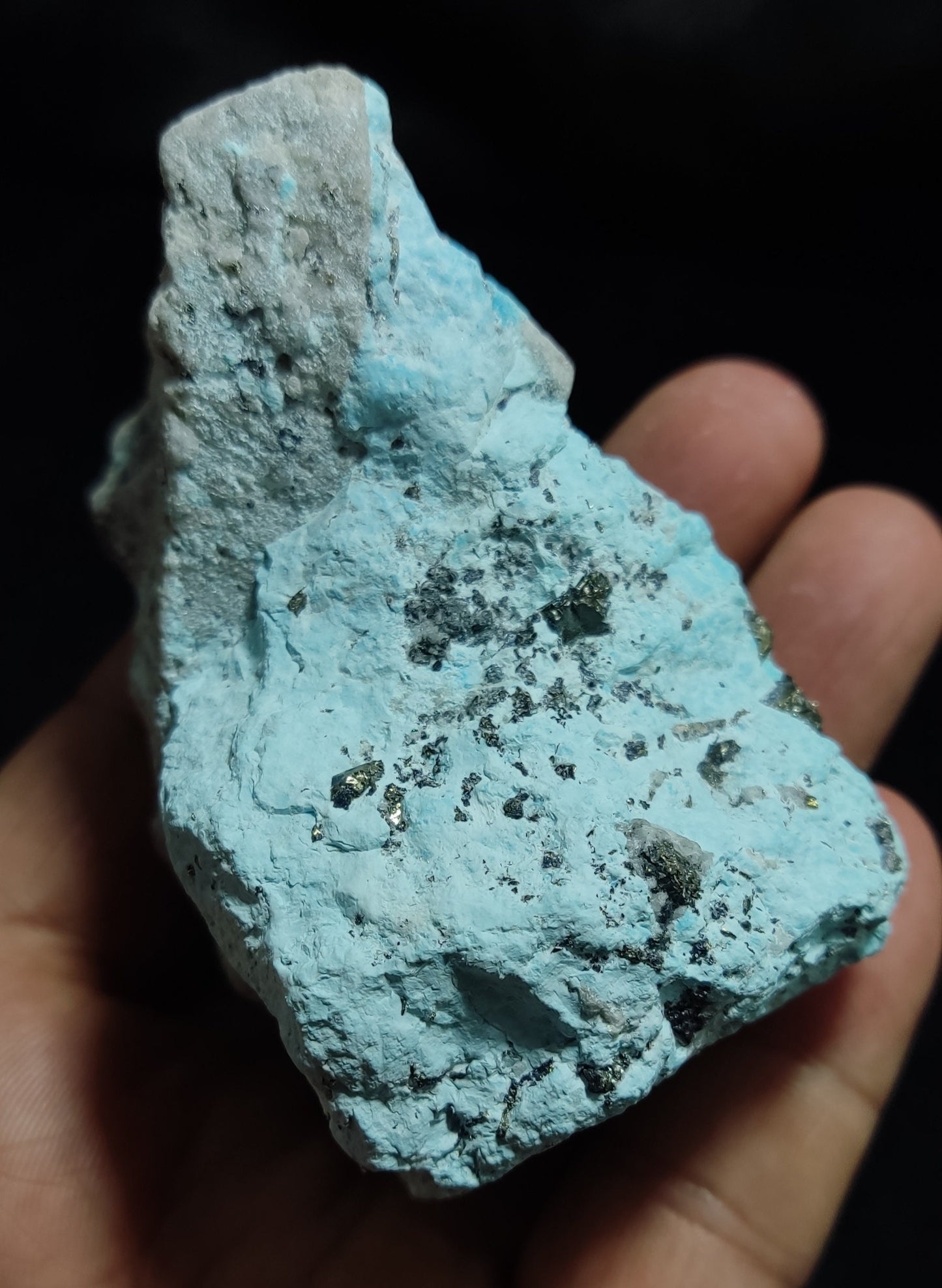 Natural rough turquoise in matrix with Pyrite 222 grams
