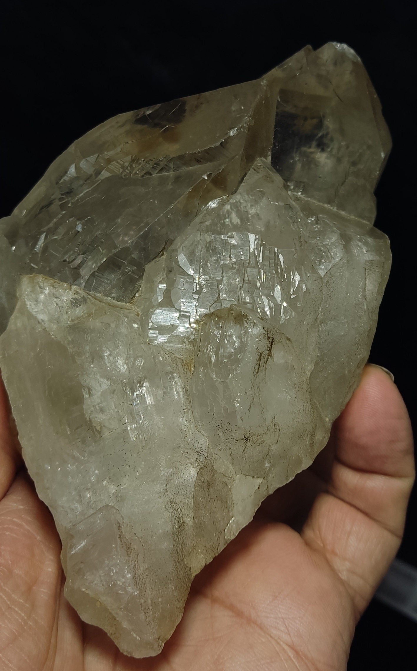 High Altitude light smoky Himalayan Quartz Cluster cabinet size 805 grams