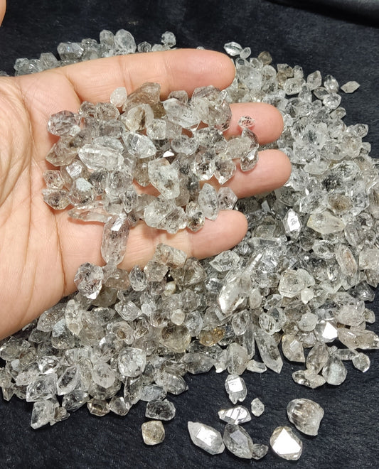 Terminated diamond quartz crystals with black carbon inclusions 500 grams