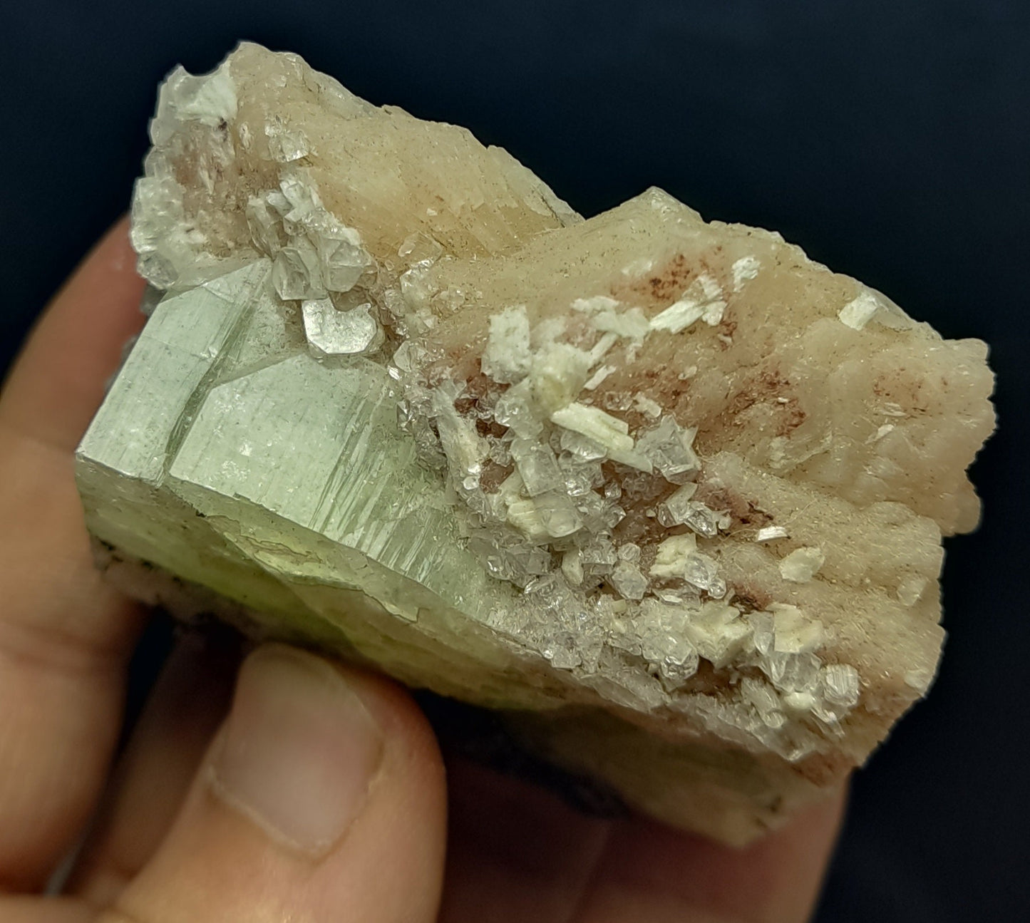 An aesthetic specimen of apophyllite with associated stilbite 144 grams