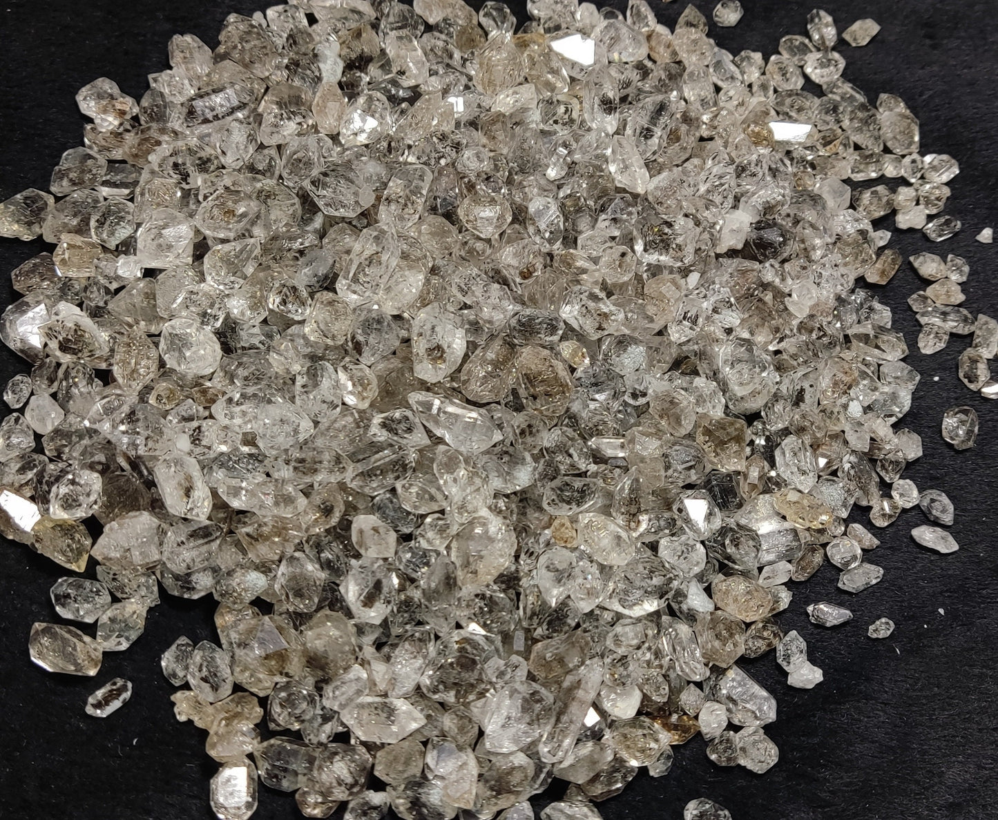 Terminated diamond quartz crystals with black carbon inclusions 500 grams